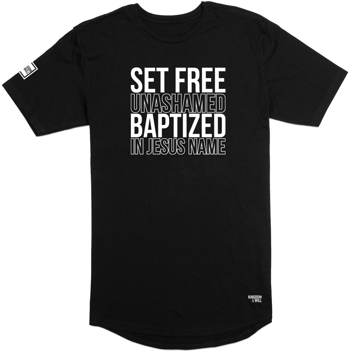 Set Free Unashamed Long Body T-Shirt (Black & White) – Kingdom & Will