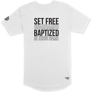 Set Free Unashamed Long Body T-Shirt (White & Black) - Kingdom & Will