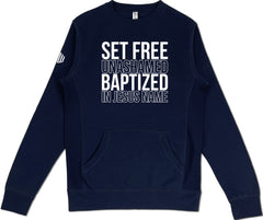 Set Free Unashamed Pocket Sweatshirt (Navy & White) - Kingdom & Will