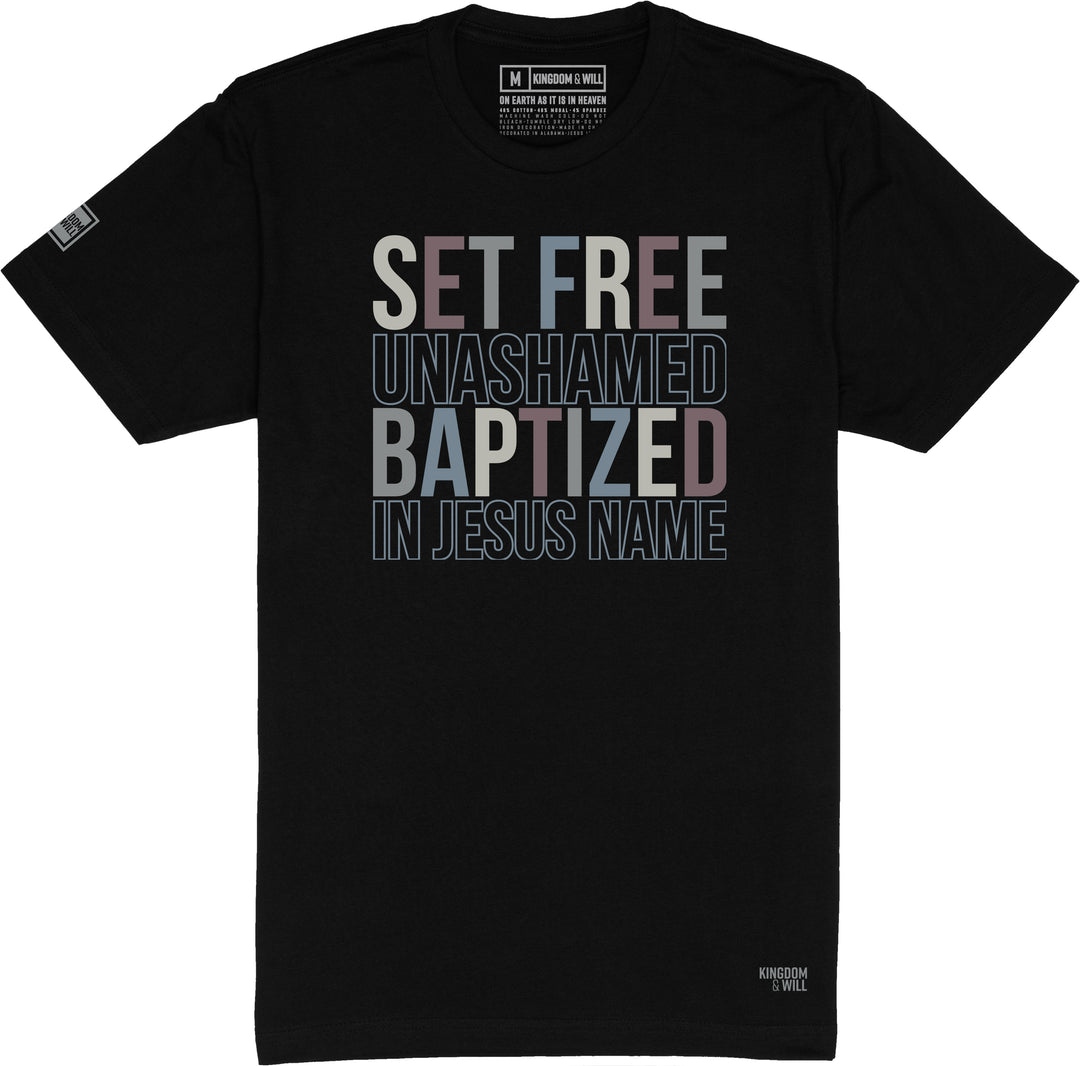 Set Free Unashamed T-Shirt (Black & Multi-Grain) - Kingdom & Will