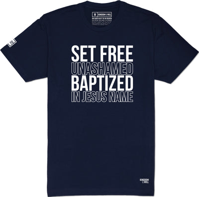 Set Free Unashamed T-Shirt (Navy & White) - Kingdom & Will