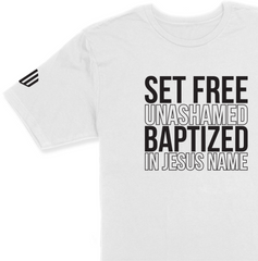 Set Free Unashamed Long Body T-Shirt (White & Black) - Kingdom & Will