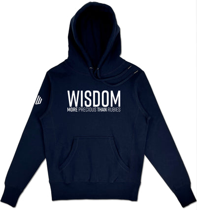 Wisdom Elevated Hoodie (Navy & White) - Kingdom & Will
