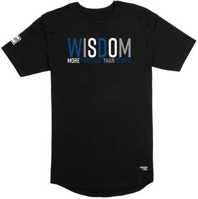 Wisdom Long Body T-Shirt (Black & Blue) - Kingdom & Will