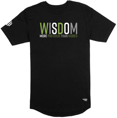 Wisdom Long Body T-Shirt (Black & Green) - Kingdom & Will