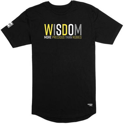 Wisdom Long Body T-Shirt (Black & Yellow) - Kingdom & Will