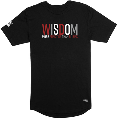 Wisdom Long Body T-Shirt (Black & Red) - Kingdom & Will