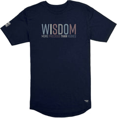 Wisdom Long Body T-Shirt (Navy & Multi-Grain) - Kingdom & Will