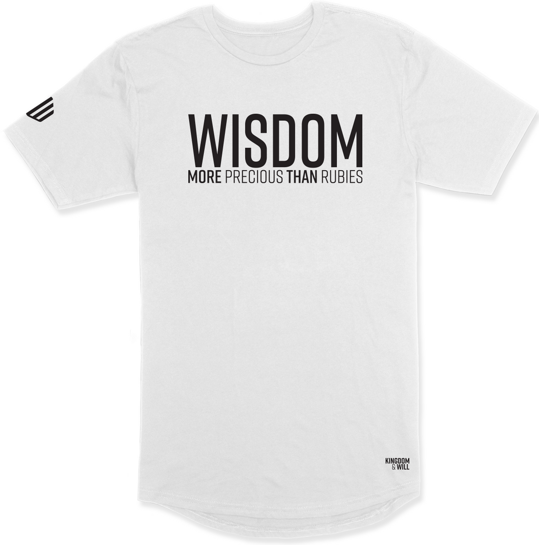 WISDOM LONG BODY T-SHIRT (WHITE & BLACK) - Kingdom & Will