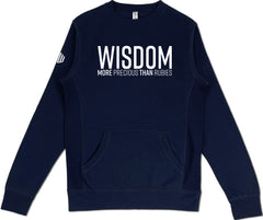 Wisdom Pocket Sweatshirt (Navy & White) - Kingdom & Will