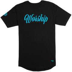 Worship Long Body T-Shirt (Black & Wildberry) - Kingdom & Will