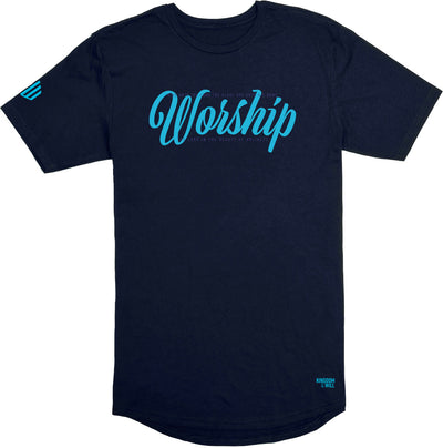 Worship Long Body T-Shirt (Navy & Wildberry) - Kingdom & Will