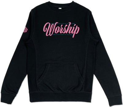 Worship Pocket Sweatshirt (Black & Flamingo) - Kingdom & Will
