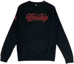 Worship Pocket Sweatshirt (Black & Red) - Kingdom & Will