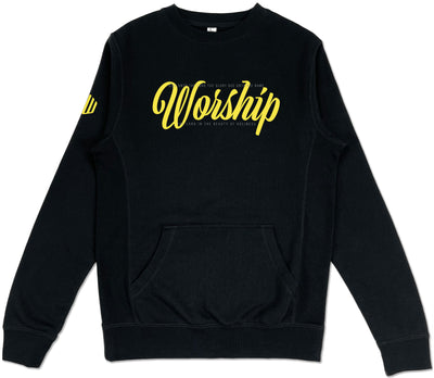 Worship Pocket Sweatshirt (Black & Yellow) - Kingdom & Will