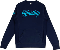 Worship Pocket Sweatshirt (Navy & Wildberry) - Kingdom & Will