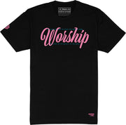 Worship T-Shirt (Black & Flamingo) - Kingdom & Will