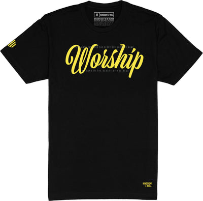 Worship T-Shirt (Black & Yellow) - Kingdom & Will