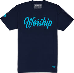 Worship T-Shirt (Navy & Wildberry) - Kingdom & Will