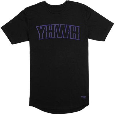 YHWH Long Body T-Shirt (Black & Wildberry) - Kingdom & Will