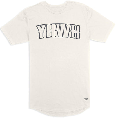 YHWH Long Body T-Shirt (Bone & Charcoal) - Kingdom & Will