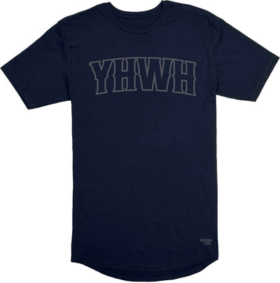YHWH Long Body T-Shirt (Navy & Charcoal) - Kingdom & Will
