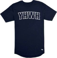 YHWH Long Body T-Shirt (Navy & White) - Kingdom & Will