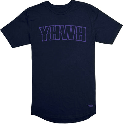 YHWH Long Body T-Shirt (Navy & Wildberry) - Kingdom & Will