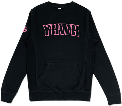 YHWH Pocket Sweatshirt (Black & Flamingo) - Kingdom & Will