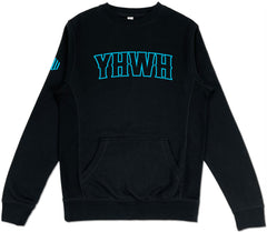 YHWH Pocket Sweatshirt (Black & Tropical Blue) - Kingdom & Will